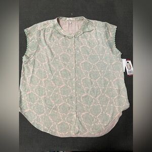 Elegant Joie Paisley Green and Pink Blouse XL NWT